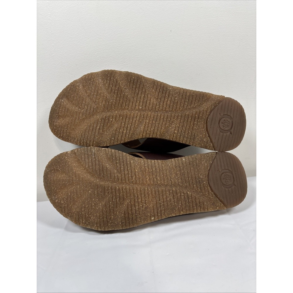 Born Womens 7 Cross Cross Slip On MLAS Brown Leather Slides Flats Casual Comfort - Picture 8 of 12